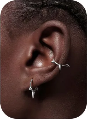 BodyBonita Spike 16G Septum Rings - 316L Stainless Steel Nose Rings Hoops for Women Men Helix Piercing Jewelry Tragus Daith Conch Cartilage Hoop Earring 14K Gold Plated/Silver 8 mm/10 mm