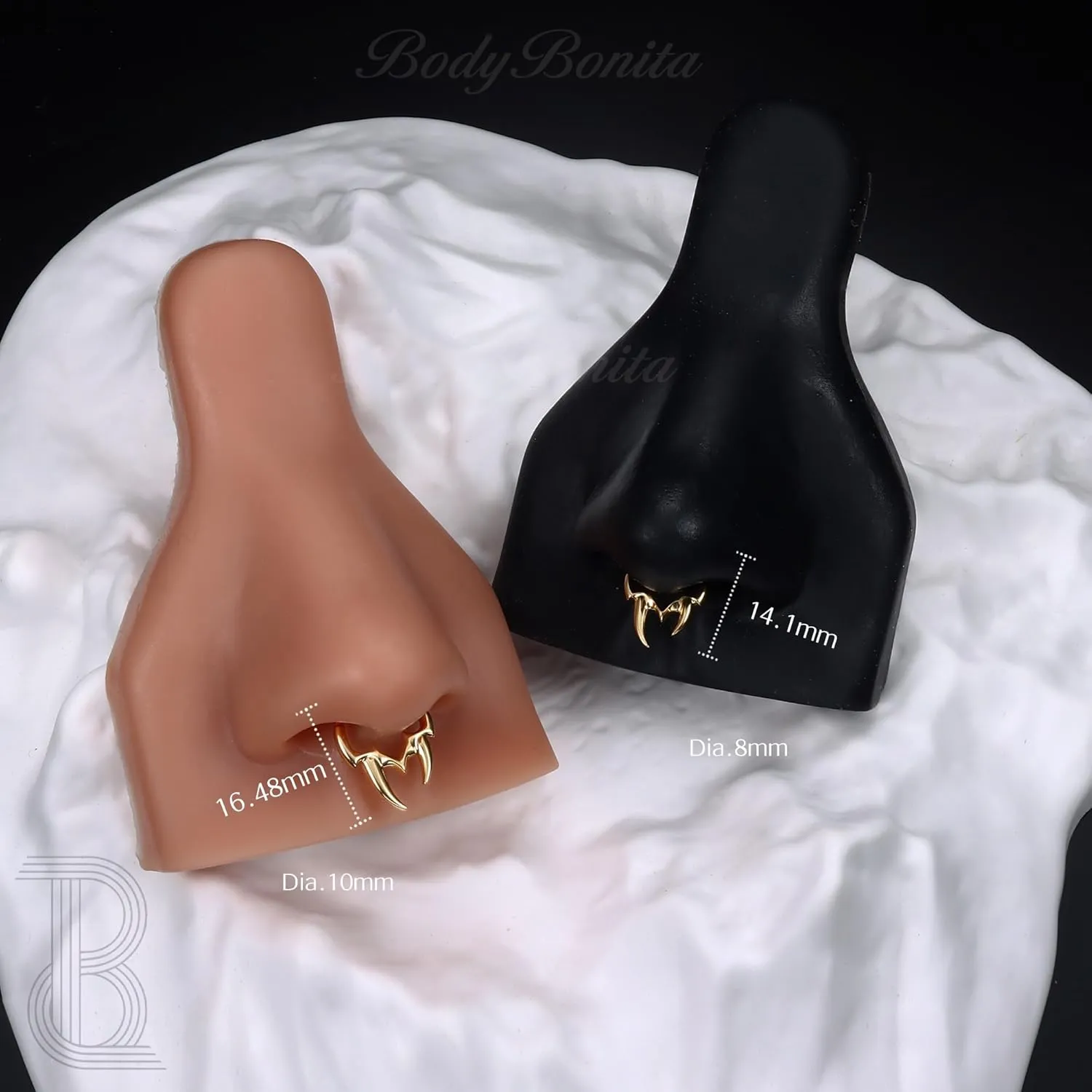 BodyBonita Spike 16G Septum Rings - 316L Stainless Steel Nose Rings Hoops for Women Men Helix Piercing Jewelry Tragus Daith Conch Cartilage Hoop Earring 14K Gold Plated/Silver 8 mm/10 mm