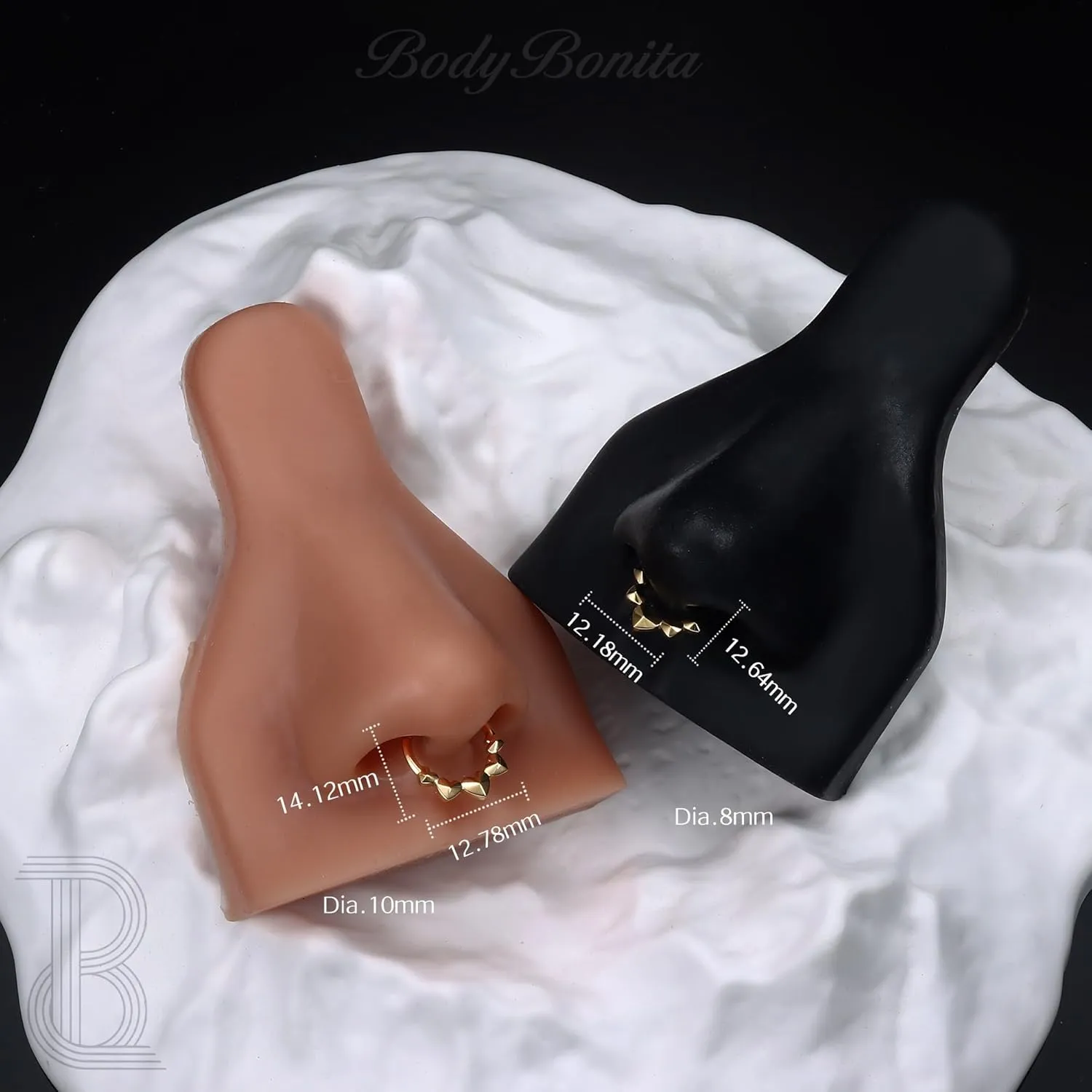 BodyBonita Spike 16G Septum Rings - 316L Stainless Steel Nose Rings Hoops for Women Men Helix Piercing Jewelry Tragus Daith Conch Cartilage Hoop Earring 14K Gold Plated/Silver 8 mm/10 mm