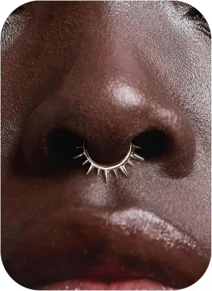 BodyBonita Spike 16G Septum Rings - 316L Stainless Steel Nose Rings Hoops for Women Men Helix Piercing Jewelry Tragus Daith Conch Cartilage Hoop Earring 14K Gold Plated/Silver 8 mm/10 mm