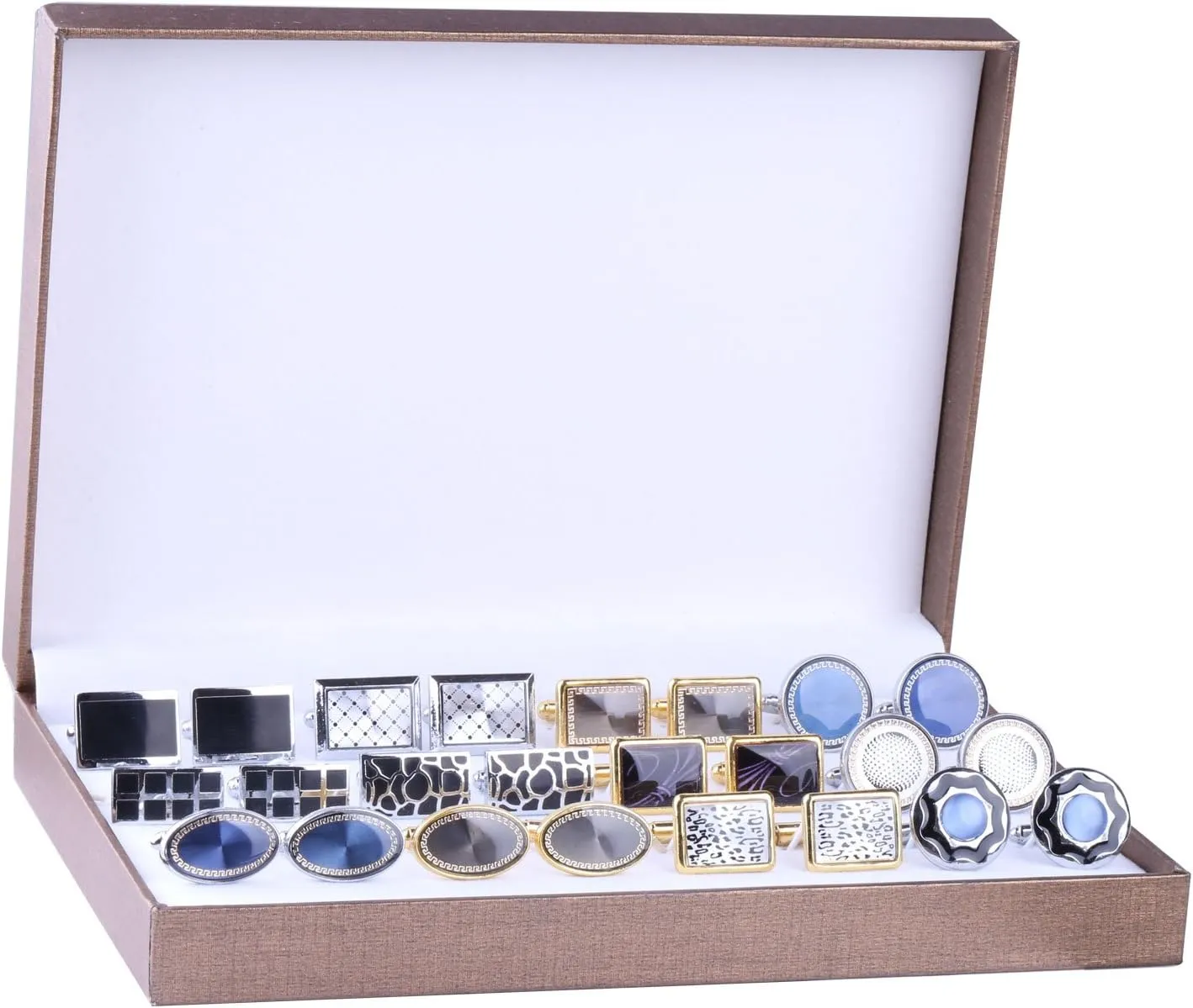 BodyJ4You 12 Pairs Cufflinks for Men Set - Father's Day Gifts for Men - Cuff Links Black Suit Tuxedo Shirt Wedding Business Groom Formal - Elegant Box Jewelry Set