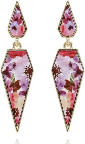 Bohemian Wood And Marble Effect Pentagon Shaped Drop Statement Earrings