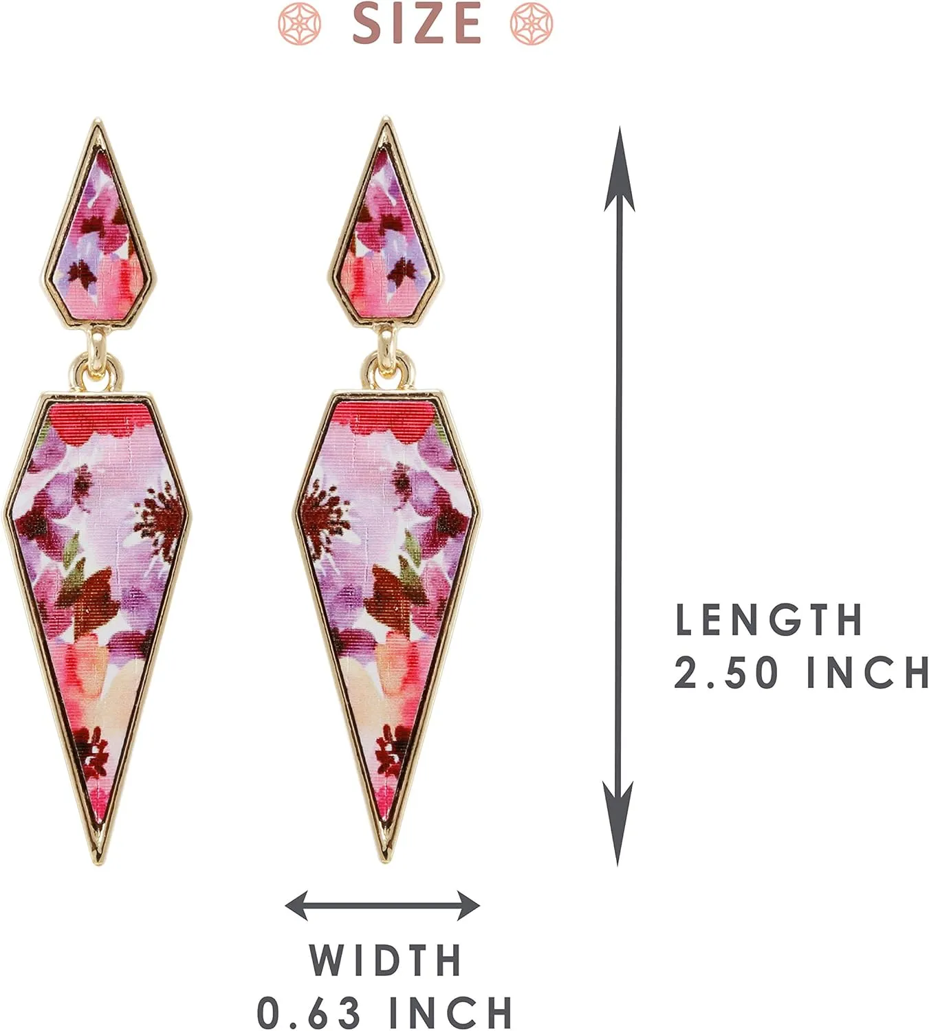 Bohemian Wood And Marble Effect Pentagon Shaped Drop Statement Earrings
