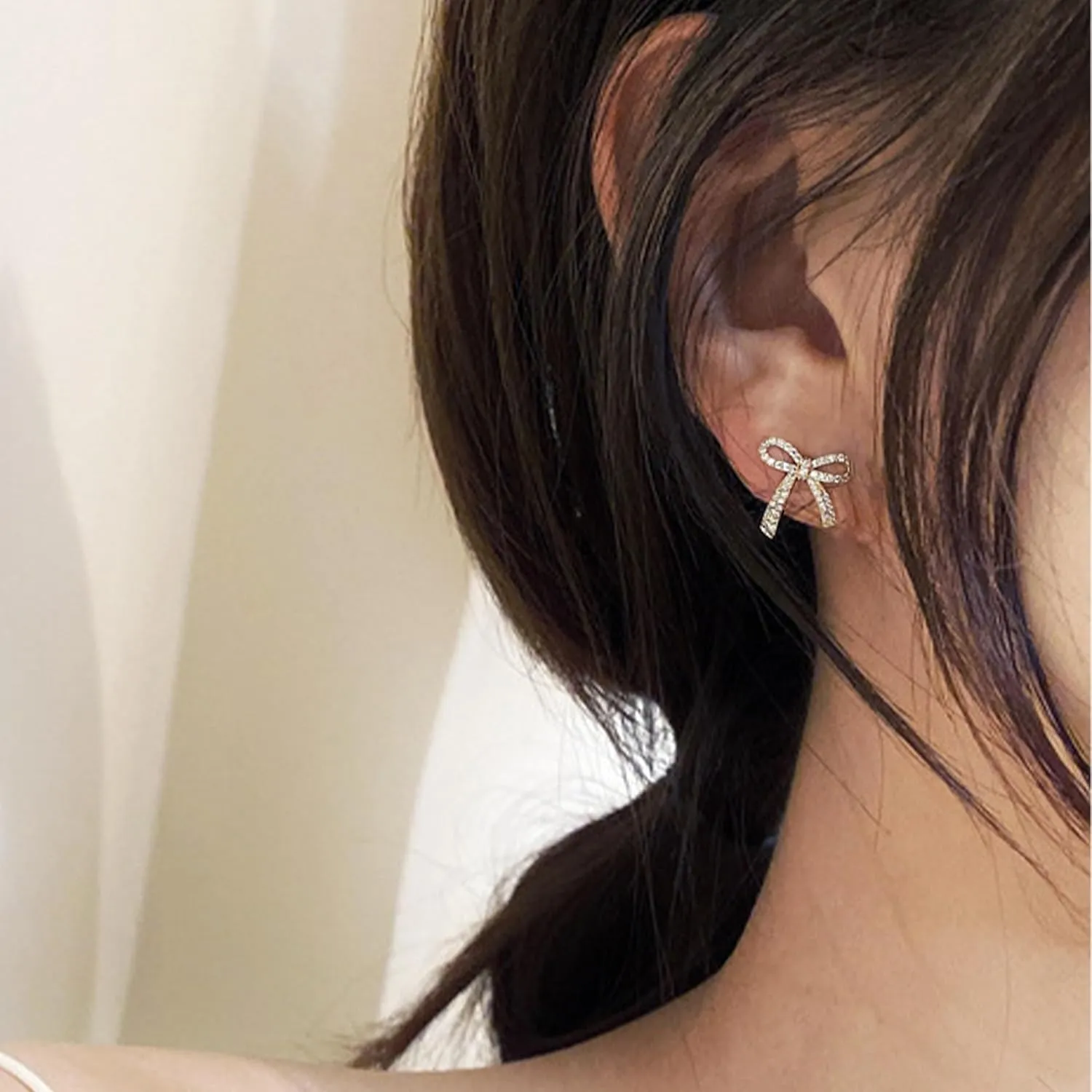 Bow Earrings for Women Trendy Sparkly Rhinestone Chain Tassel Earrings Bow Pearl Dangle Earrings Prom Wedding Party Dress Jewerly Gifts