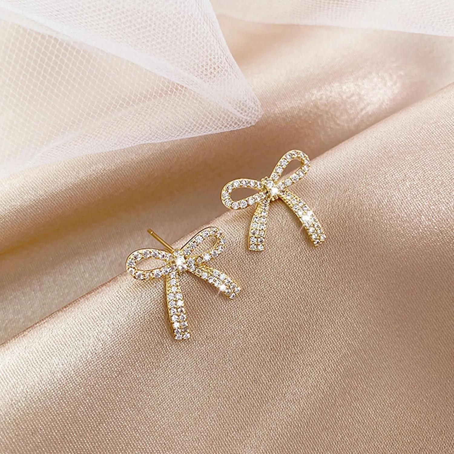 Bow Earrings for Women Trendy Sparkly Rhinestone Chain Tassel Earrings Bow Pearl Dangle Earrings Prom Wedding Party Dress Jewerly Gifts