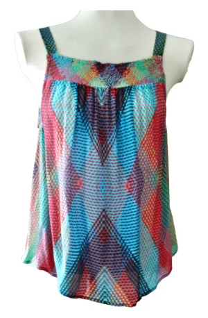 Bright Spring Diamond Print Top