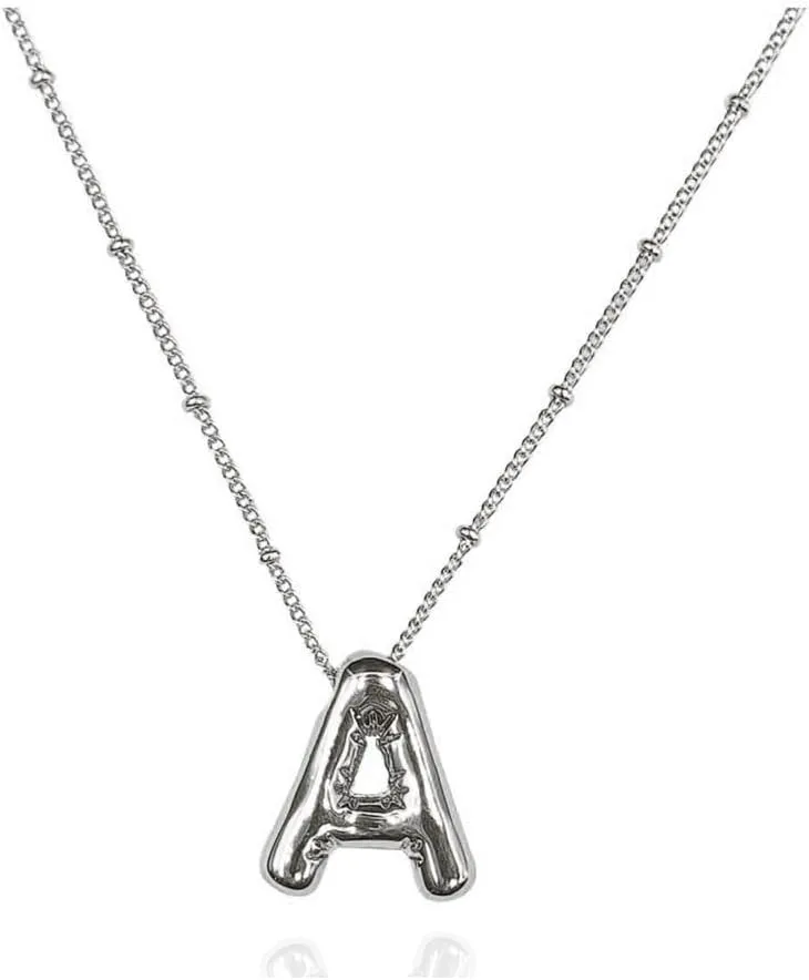 Bubble Letter Necklace Gold for Women Girlfriend Balloon Initial Necklaces 18 K Gold Plated Chain Alphabet Pendant for Women Mom Christmas Name Personalized Jewelry