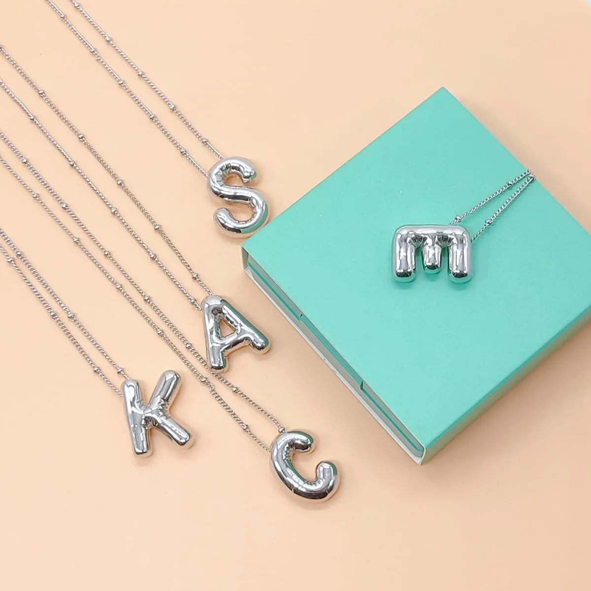 Bubble Letter Necklace Gold for Women Girlfriend Balloon Initial Necklaces 18 K Gold Plated Chain Alphabet Pendant for Women Mom Christmas Name Personalized Jewelry