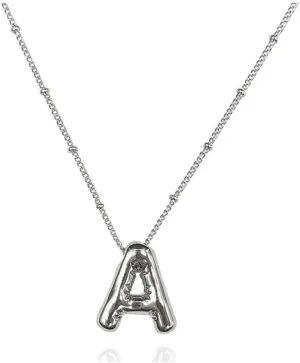 Bubble Letter Necklace Gold for Women Girlfriend Balloon Initial Necklaces 18 K Gold Plated Chain Alphabet Pendant for Women Mom Christmas Name Personalized Jewelry