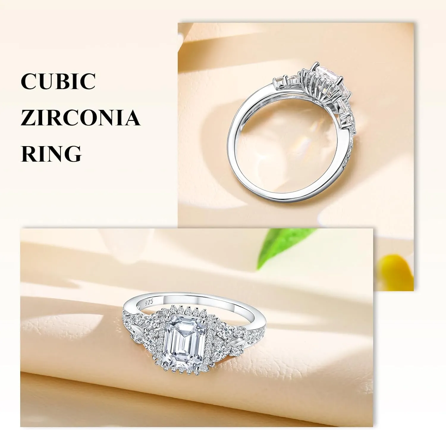 Butterfly Rings for Women, 925 Sterling Silver 3-4 Carat Birthstone Halo Ring Amethyst/Emerald/Blue Sapphire/Ruby Promise Ring Emerald Cut Engagement Rings for Her,Lovers Birthday Valentines Gift