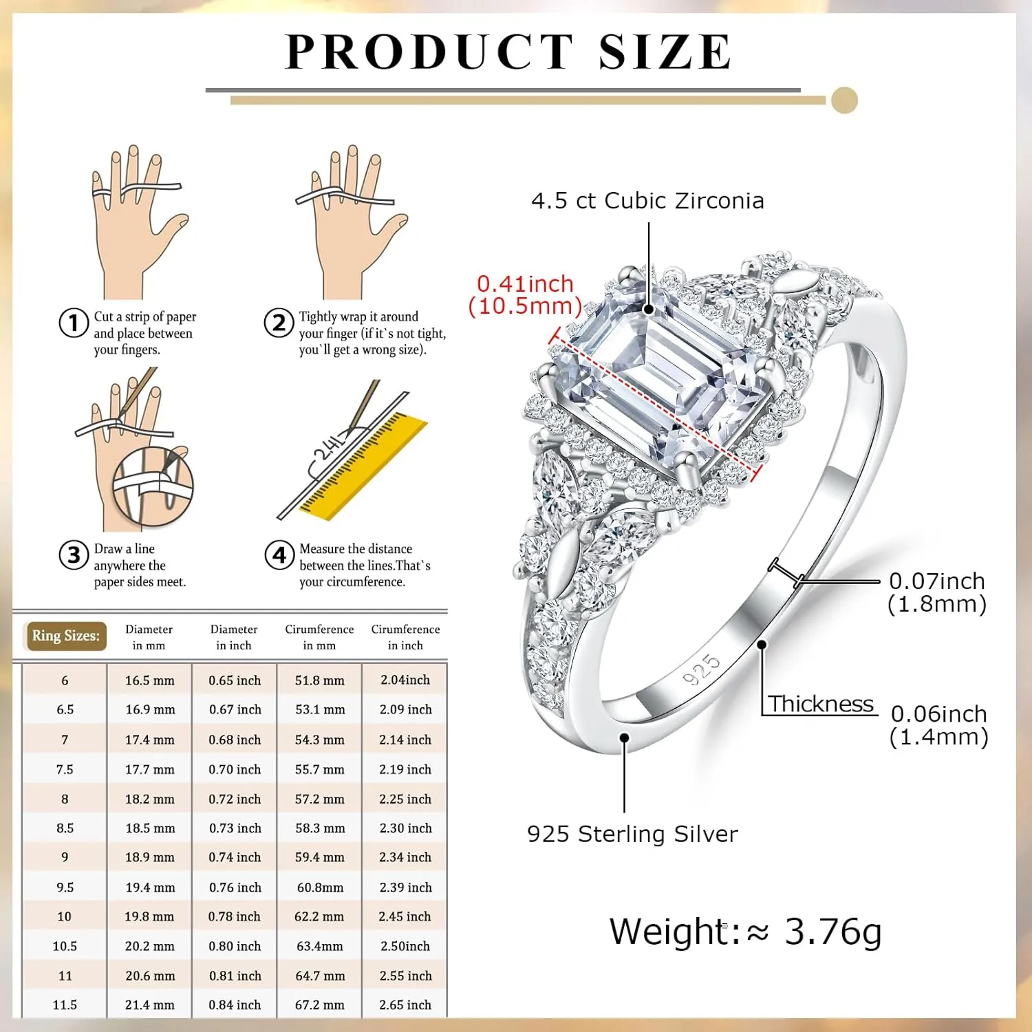 Butterfly Rings for Women, 925 Sterling Silver 3-4 Carat Birthstone Halo Ring Amethyst/Emerald/Blue Sapphire/Ruby Promise Ring Emerald Cut Engagement Rings for Her,Lovers Birthday Valentines Gift