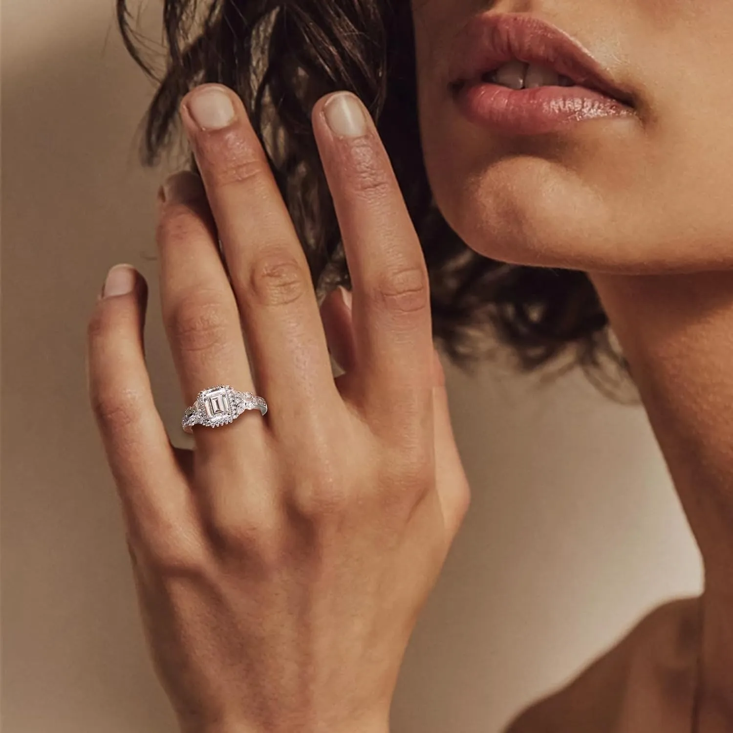 Butterfly Rings for Women, 925 Sterling Silver 3-4 Carat Birthstone Halo Ring Amethyst/Emerald/Blue Sapphire/Ruby Promise Ring Emerald Cut Engagement Rings for Her,Lovers Birthday Valentines Gift