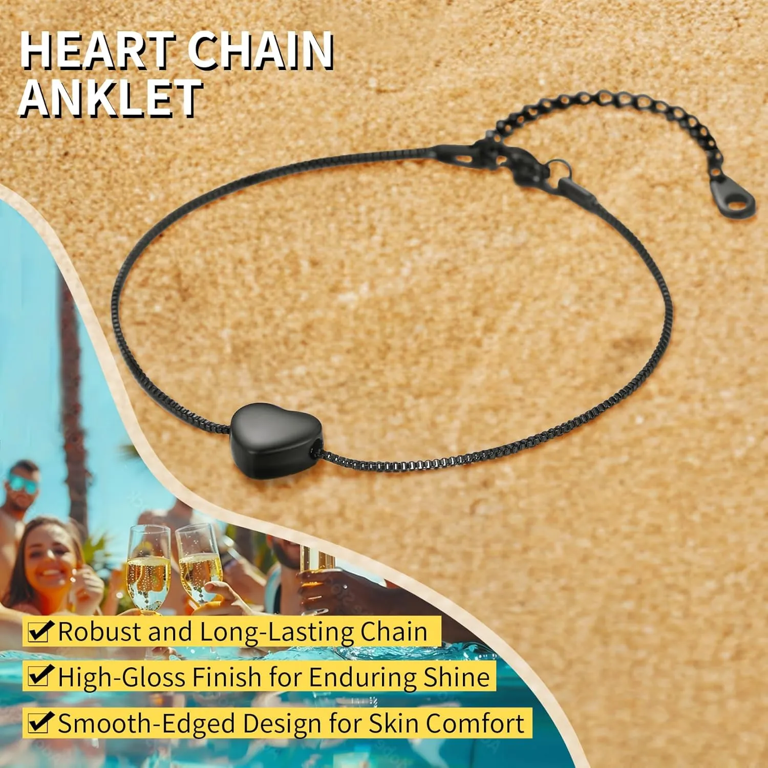 ChainsHouse Womens Heart Anklets Gold Tiny Charm Anklet Bracelet Adjustable Customized Name Engraved Anklet Foot Chain Boho Beach Barefoot Jewelry