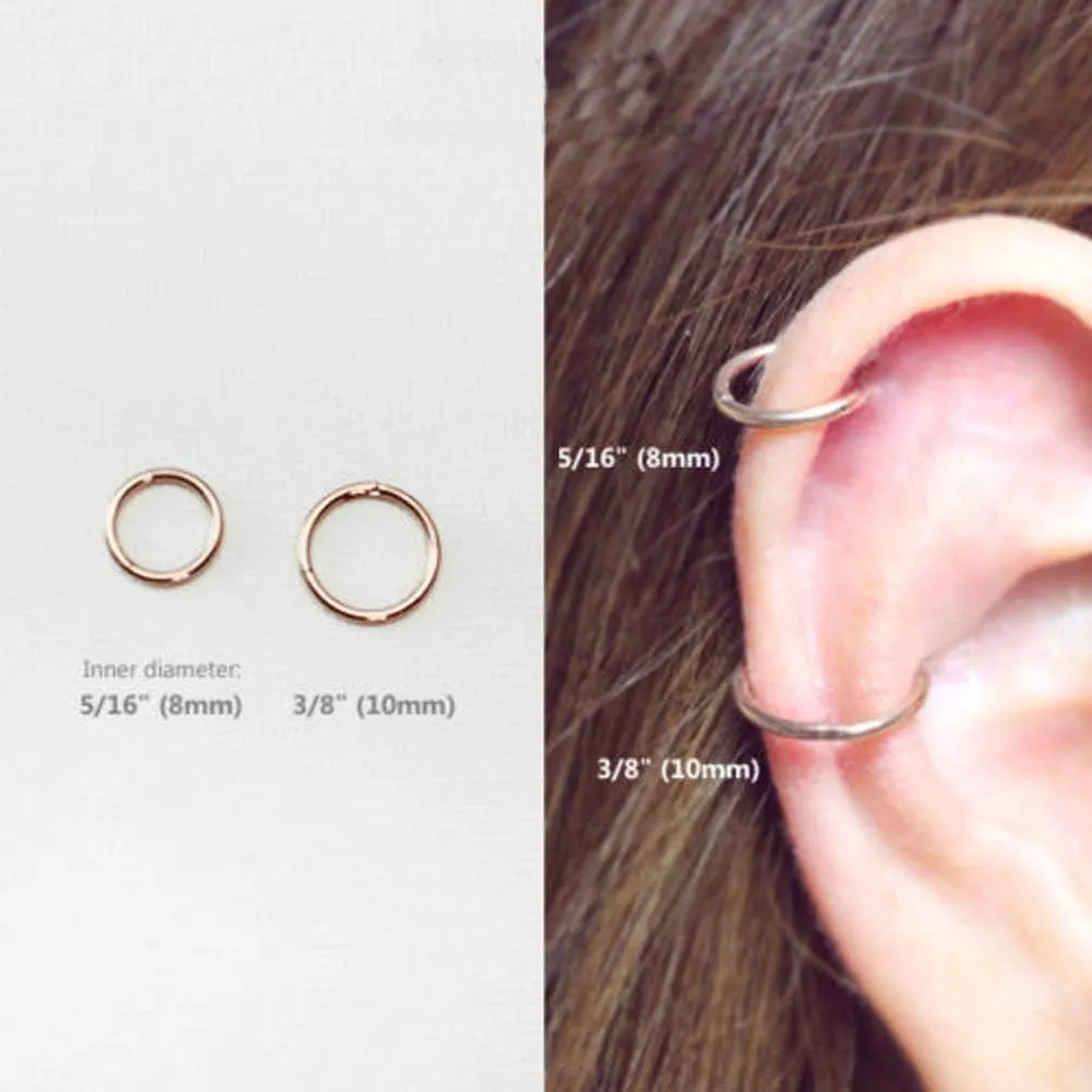 Changgaijewelry 3Pairs Stainless Steel 16G Sleeper Tiny Hoop Earrings Septum Hinged Nose Lip Ring Cartilage Tragus Piercings 6mm 8mm 10mm Set