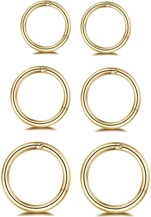 Changgaijewelry 3Pairs Stainless Steel 16G Sleeper Tiny Hoop Earrings Septum Hinged Nose Lip Ring Cartilage Tragus Piercings 6mm 8mm 10mm Set
