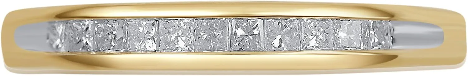 Channel Set 10K Gold Princess-cut Diamond Wedding Band (1/4-1.00 Cttw, J-K Color, I3 Clarity) Jewelry for Women