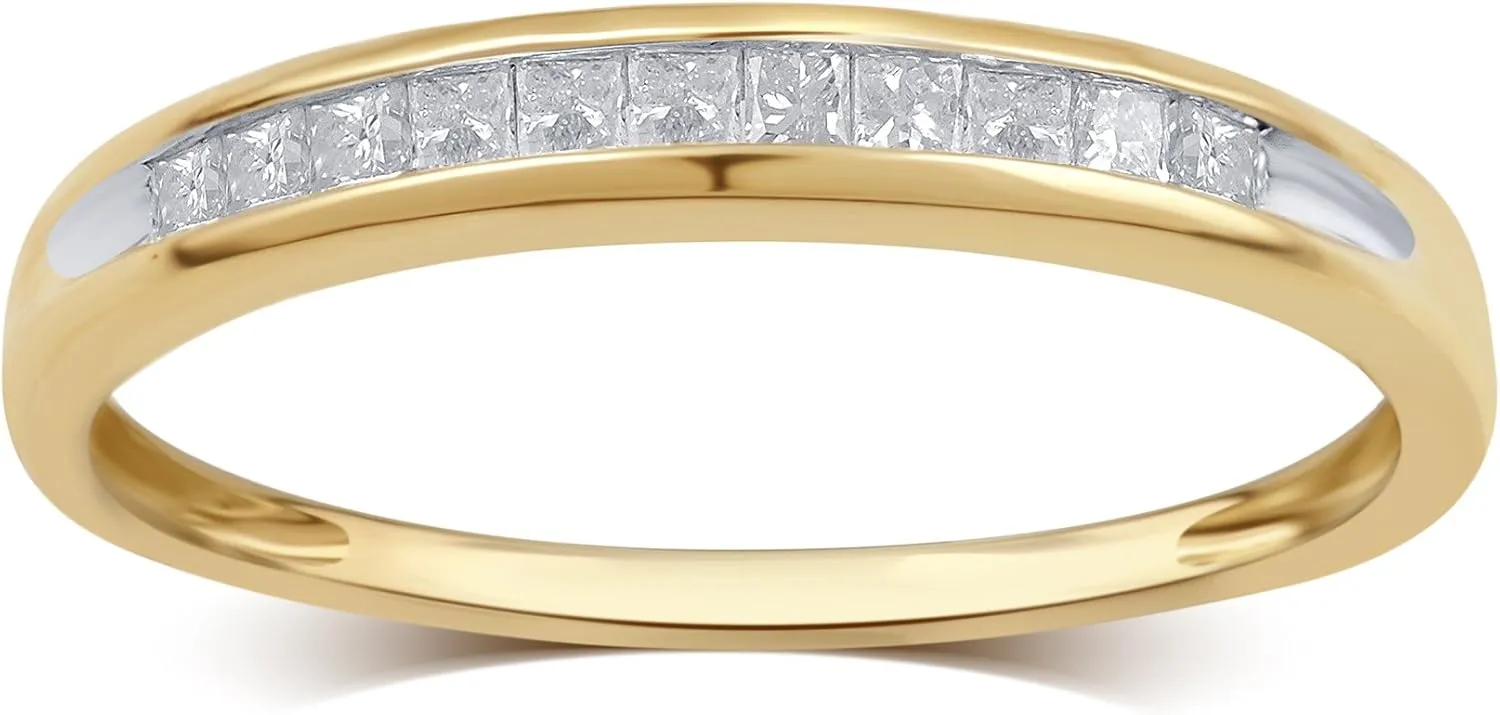 Channel Set 10K Gold Princess-cut Diamond Wedding Band (1/4-1.00 Cttw, J-K Color, I3 Clarity) Jewelry for Women