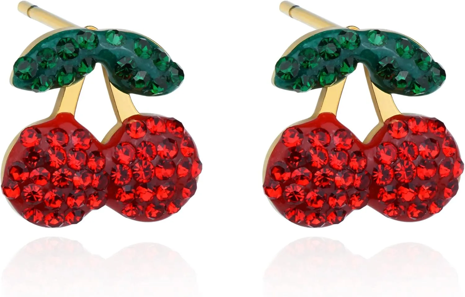 Cherry Earrings for Women Gold Silver Plated Crystal Red Cherry Necklace Cute Summer Sweet Fruit Earrings Studs Cherry Jewelry for Women