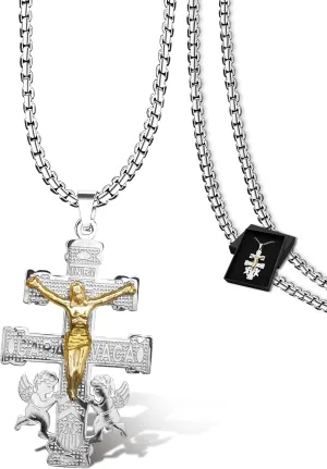 Christian Easter Gifts, Pardon Cross St Michael Caravaca Pendant Necklace, Cruz Del Perdon Catolica with St Benedict and Milagrosa Medal