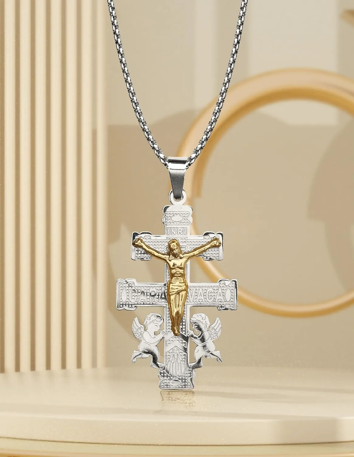Christian Easter Gifts, Pardon Cross St Michael Caravaca Pendant Necklace, Cruz Del Perdon Catolica with St Benedict and Milagrosa Medal