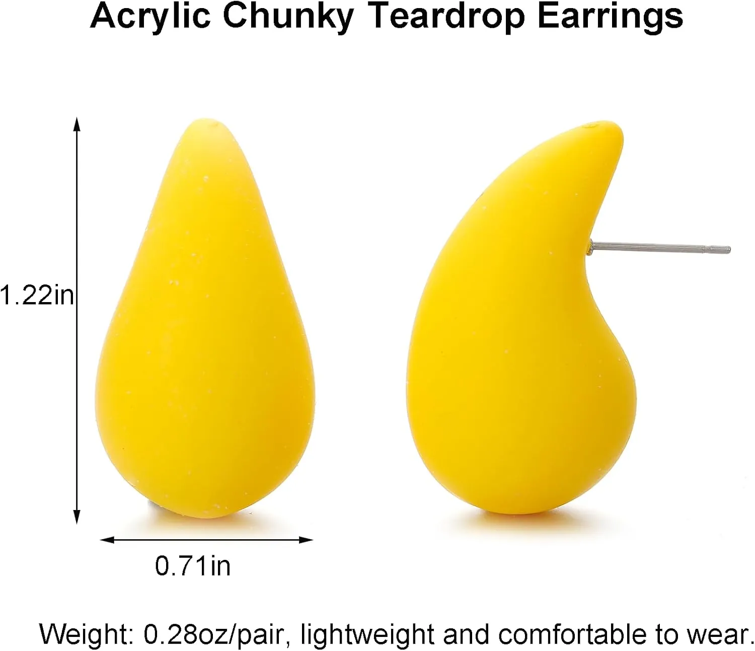 Chunky Acrylic Hoop Earrings, Lightweight Waterdrop Hoops Earrings, Hypoallergenic Trendy Jewelry for Women