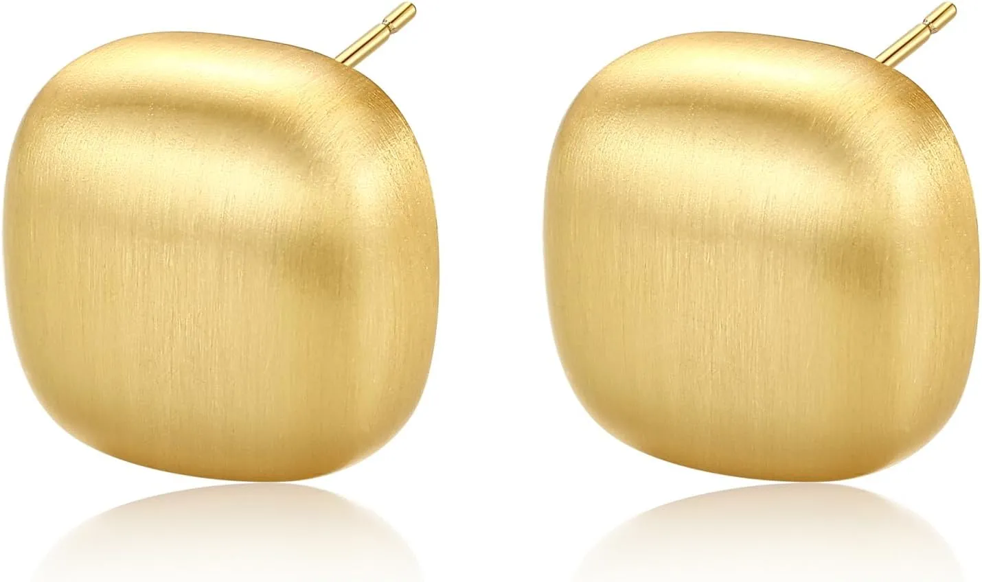 Chunky Brushed Gold Earrings Studs for Women, Matte Gold Earrings for Women Trendy, 14K Gold Plated Silver Stud Earrings with Sterling Silver Posts Hypoallergenic Jewelry Box