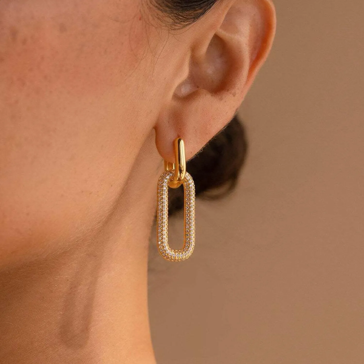 Chunky Gold Earrings for Women Fashionable Paperclip Link Statement Silver Earrings Vintage Earrings Hypoallergenic Gold Plated Earrings for Women Trendy