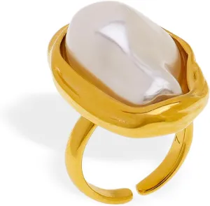 Chunky Gold Statement Dome Rings for Women, Exaggerated Thick Adjustable Open Finger Ring Prom Fashion Jewelry Gift.