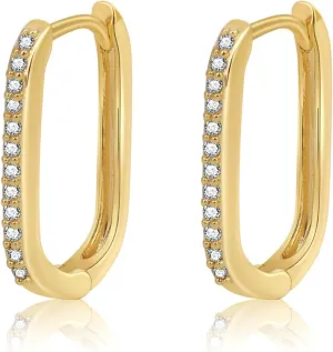 Chunky Gold Stud Earrings for Women 14k Gold Plated Hypoallergenic Earrings Statement Trendy Fashion Gold Jewelry Gifts