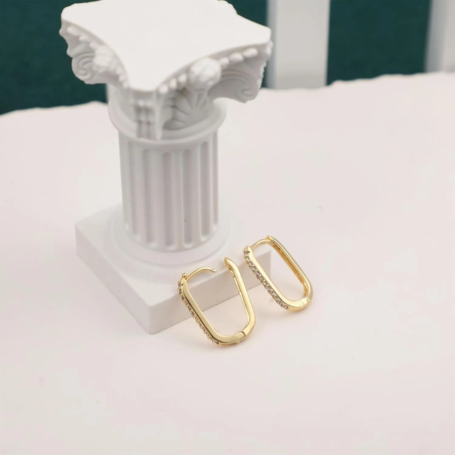 Chunky Gold Stud Earrings for Women 14k Gold Plated Hypoallergenic Earrings Statement Trendy Fashion Gold Jewelry Gifts