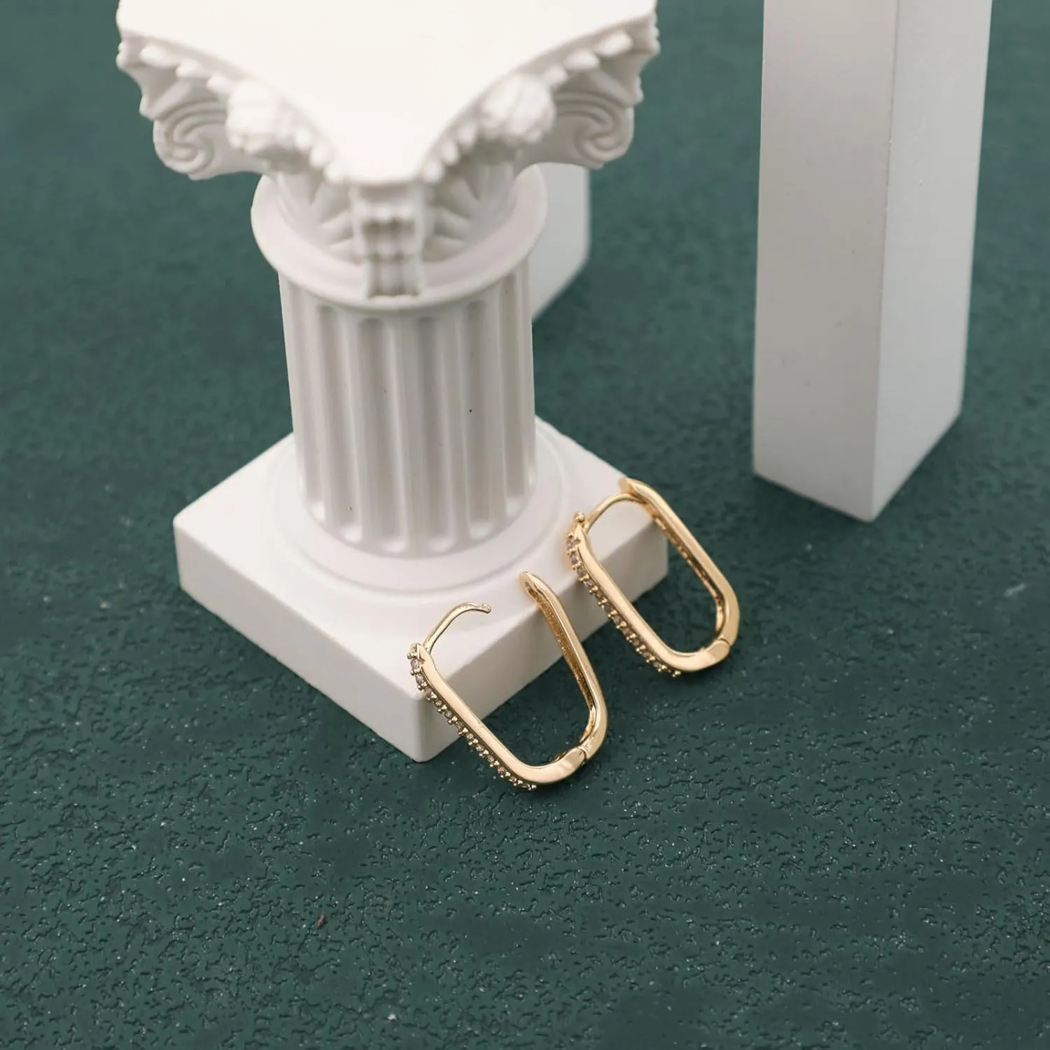 Chunky Gold Stud Earrings for Women 14k Gold Plated Hypoallergenic Earrings Statement Trendy Fashion Gold Jewelry Gifts