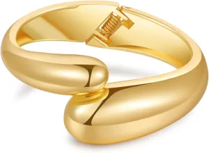 Chunky Gold/Silver Gold Cuff Bangle Bracelets for Women Trendy Hinged Cuff Open Wide Chunky Gold Bracelet Minimalist Bangle Jewelry Gift