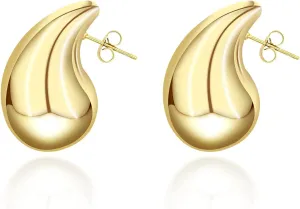 Chunky Hoop Earrings for Women Plated Gold Thick Hypoallergenic Earrings Trendy Jewelry for Women