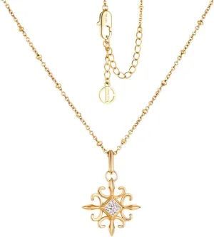 Cicy Bell 18k Gold Plated Necklace for Women Princess Cubic Zirconia Dainty Pendant Necklace Trend Jewelry Gift, 17.7"   1.9" Extender