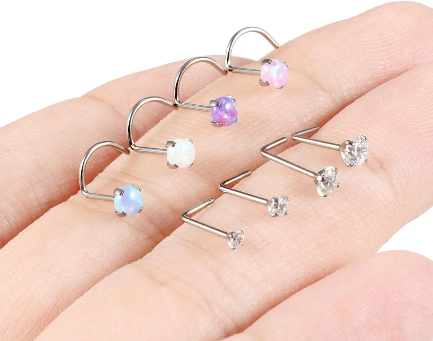 Cisyozi 18g 20g Nose Rings Hoop Stainless Steel Nose Rings Stud L Shaped Bone Screw Nose Studs 8mm Hoop Nose Ring Nostrial Piercing Jewerly for Women Men