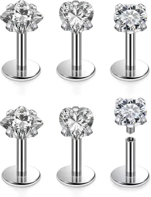Cisyozi 20G 18G 16G Titanium Flat Back Nose Rings Hypoallergenic Medical Grade Diamond Nose Rings Studs for Women Men Internal Threaded Nose Studs Piercings Jewelry for Sensitive Skin