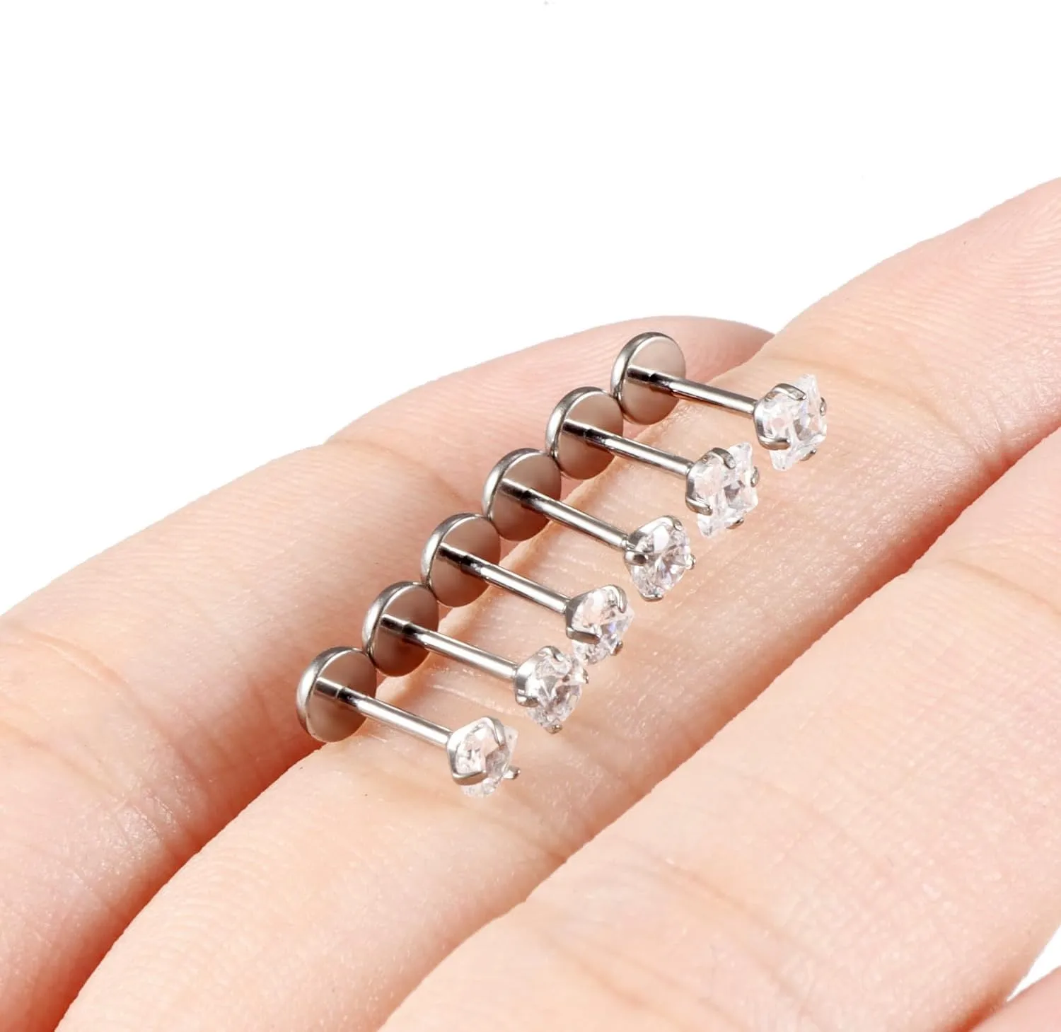 Cisyozi 20G 18G 16G Titanium Flat Back Nose Rings Hypoallergenic Medical Grade Diamond Nose Rings Studs for Women Men Internal Threaded Nose Studs Piercings Jewelry for Sensitive Skin