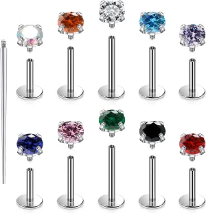 Cisyozi G23 Titanium 20G 18G 16G Fat Back Nose Rings Studs Internally Threaded Lip Labret Medusa Rings Studs Cartilage Tragus Helix Conch Earrings Piercing Jewelry for Women Men 6mm 8mm 10mm Bars