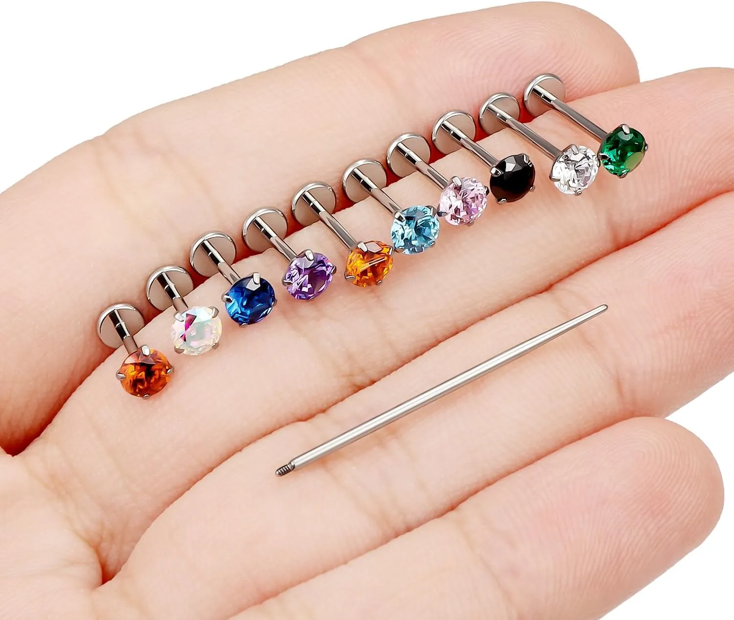 Cisyozi G23 Titanium 20G 18G 16G Fat Back Nose Rings Studs Internally Threaded Lip Labret Medusa Rings Studs Cartilage Tragus Helix Conch Earrings Piercing Jewelry for Women Men 6mm 8mm 10mm Bars