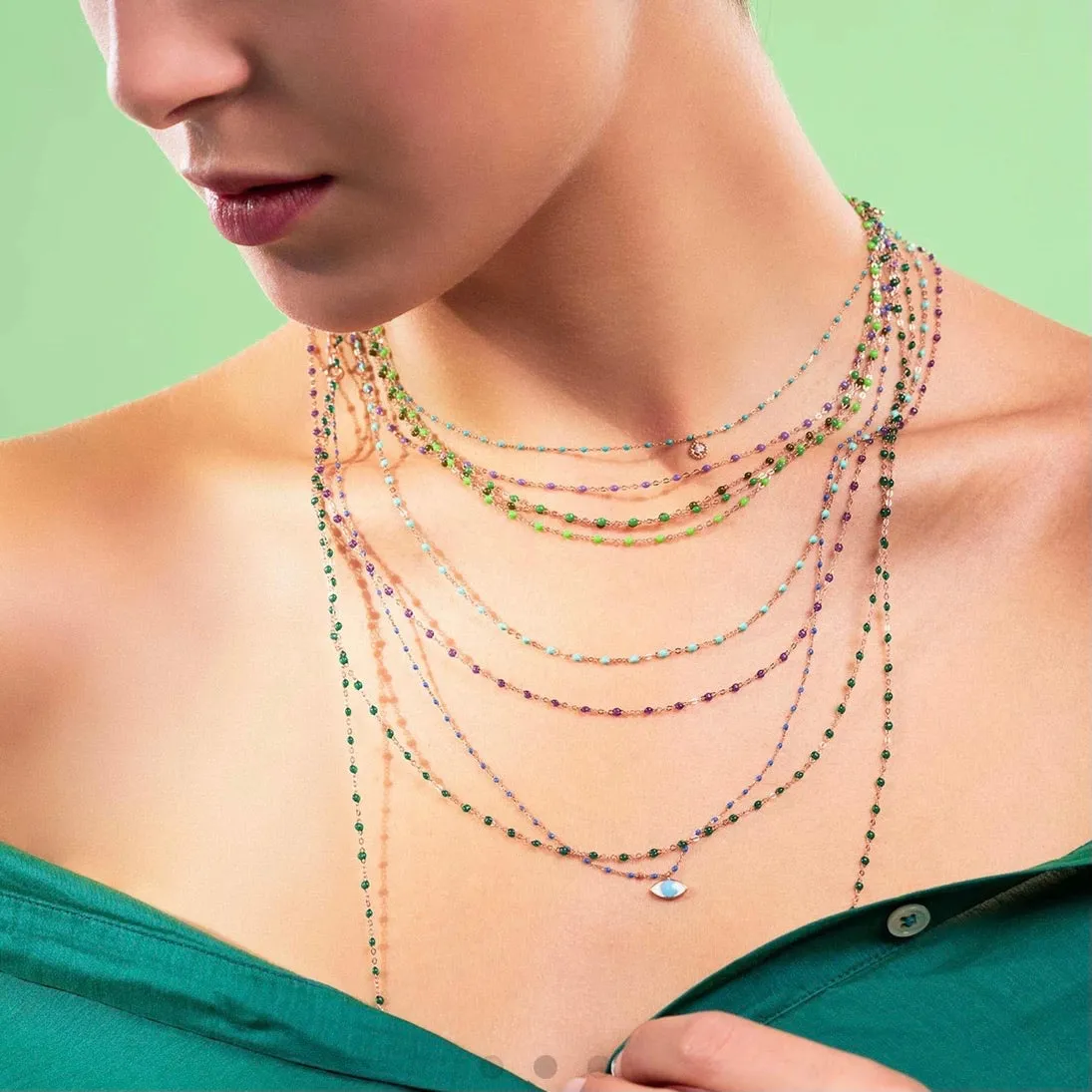 Classic Gigi Mauve necklace, yellow gold, 16.5"