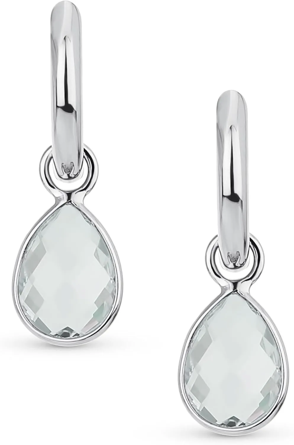 Classic Vintage Style Cocktail Wedding Party Small 1.5 CTW Simulated Gemstone AAA CZ Pear Shaped Dangling Teardrop Huggie Earrings For Women Latch Hinge Back 14K Gold .925 Sterling Silver