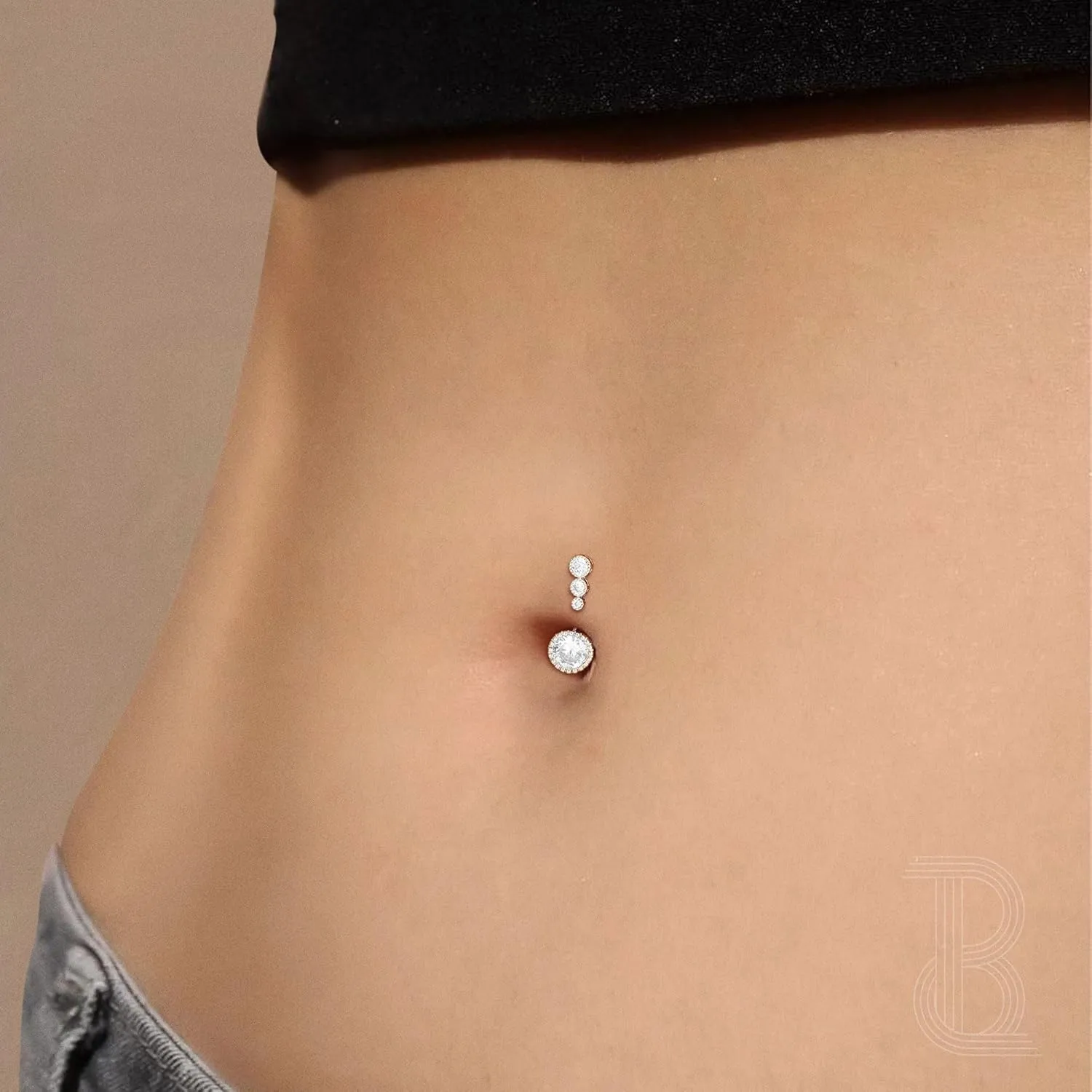 Clicker Belly Button Rings for Women Dangle Belly Rings Cute CZ Opal Reverse Navel Rings Body Piercing Jewelry for Women 14G Silver Gold Tone