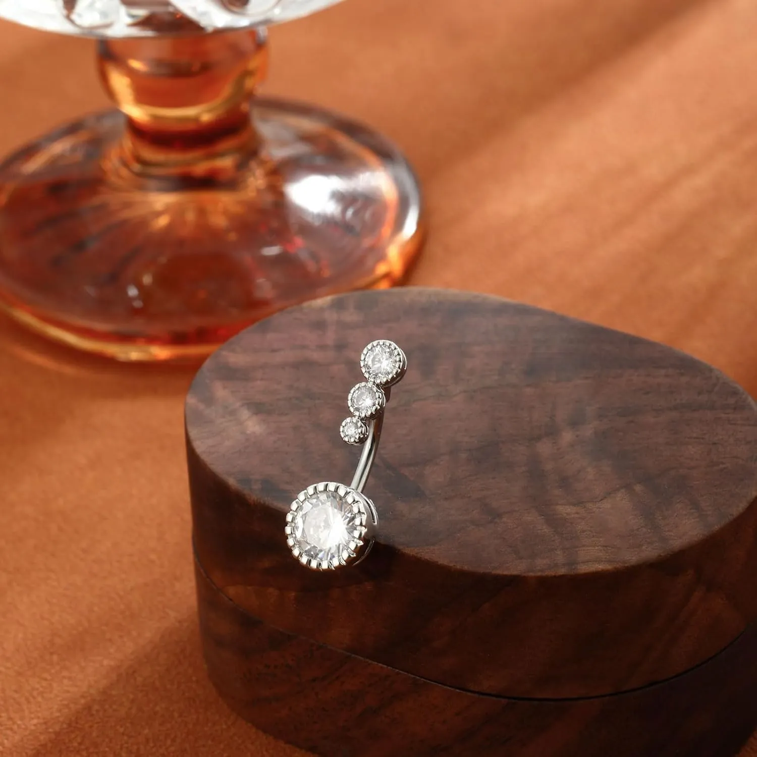 Clicker Belly Button Rings for Women Dangle Belly Rings Cute CZ Opal Reverse Navel Rings Body Piercing Jewelry for Women 14G Silver Gold Tone