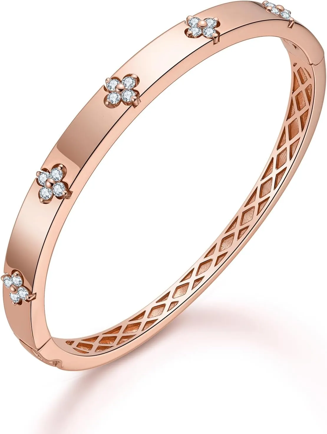Clover Emerald/Moissanite Bracelets for Women Gifts | Premium Emerald and Moissanite (D Clolor VVS1 Clarity 3EX Cut) | S925 Sterling Silver Plated 18K Gold Stackable Non Tarnish