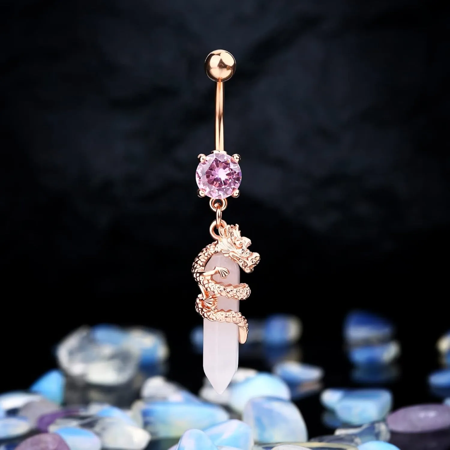 CM Crareesi Mania Halloween Belly Button Ring 14G Dragon Dangle Belly Ring Burn Silver Navel Piercing Jewelry Purple Belly Button Piercing