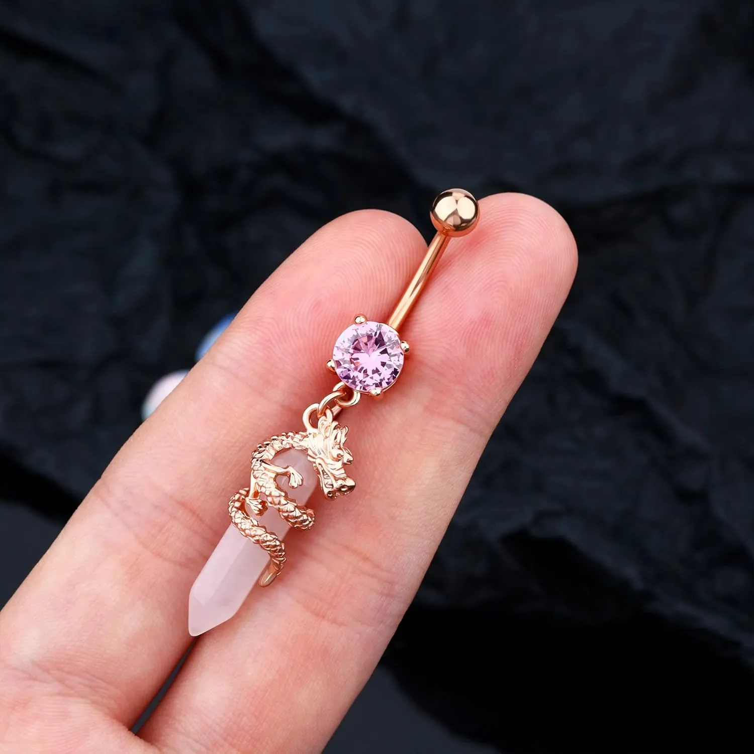 CM Crareesi Mania Halloween Belly Button Ring 14G Dragon Dangle Belly Ring Burn Silver Navel Piercing Jewelry Purple Belly Button Piercing
