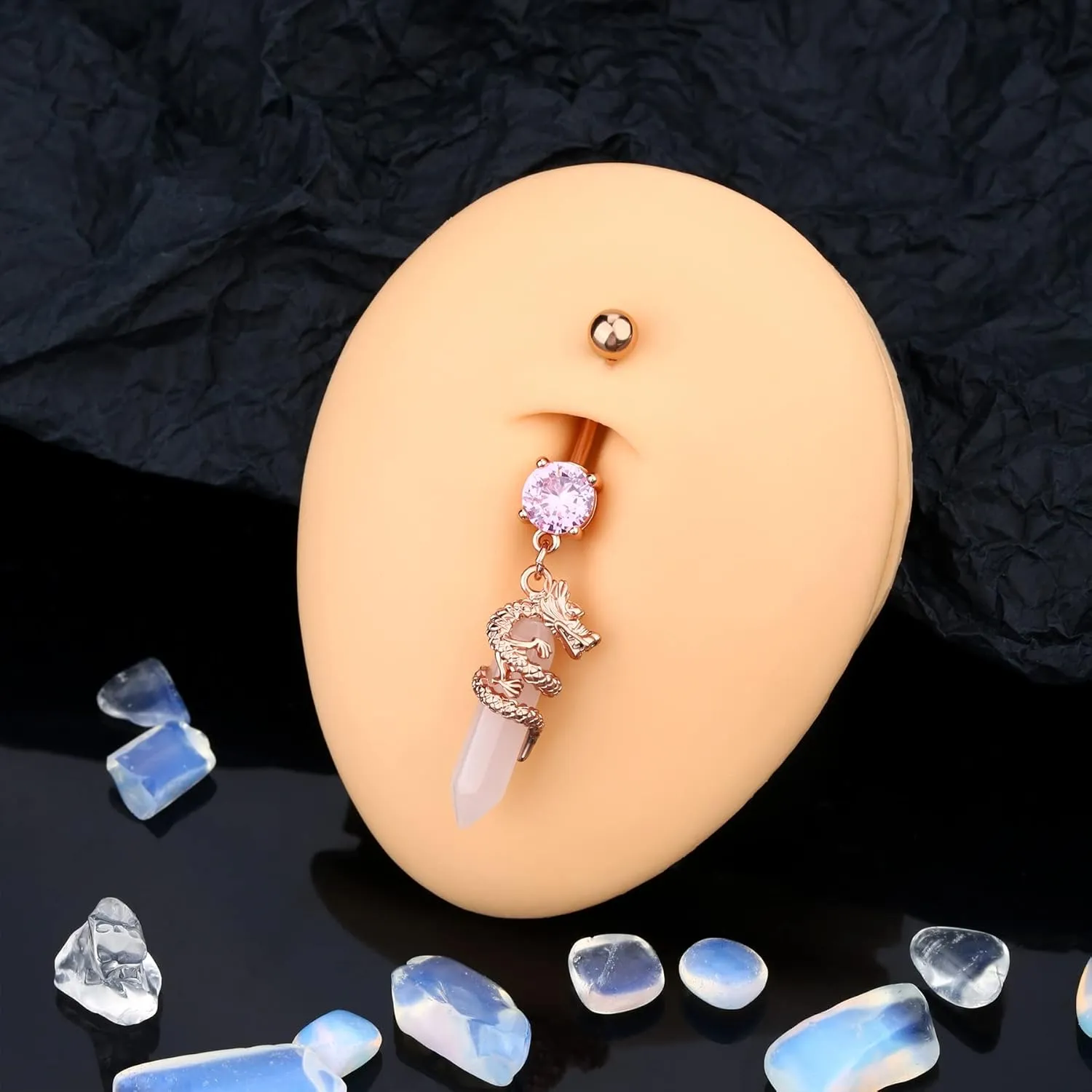 CM Crareesi Mania Halloween Belly Button Ring 14G Dragon Dangle Belly Ring Burn Silver Navel Piercing Jewelry Purple Belly Button Piercing