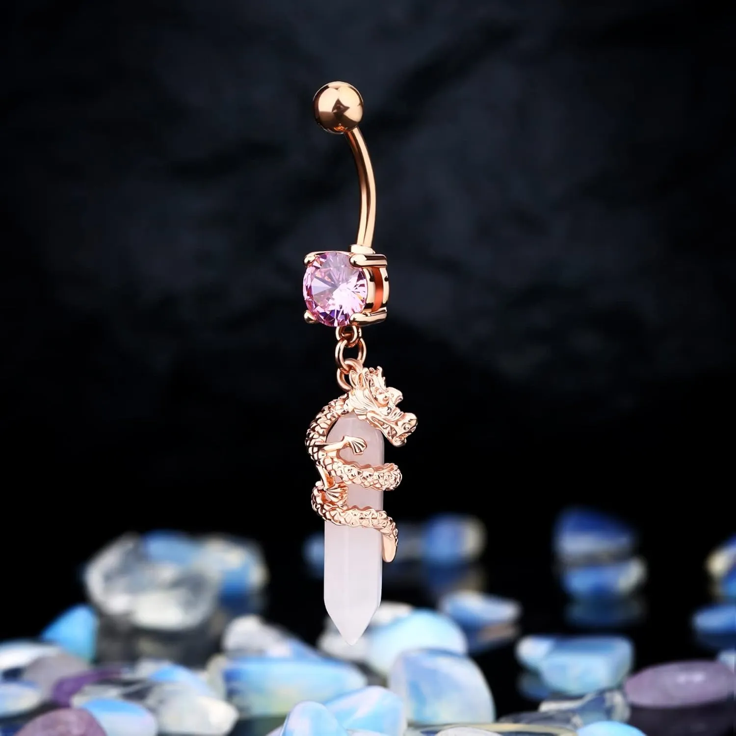 CM Crareesi Mania Halloween Belly Button Ring 14G Dragon Dangle Belly Ring Burn Silver Navel Piercing Jewelry Purple Belly Button Piercing
