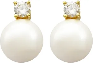 coadipress Pearl Stud Earrings for Women Dainty Trendy White Pearls Rhinestone Stud Earrings Classical Round Simulated Pearl Earrings Bridesmaids Wedding Party Statement Jewelry Gift
