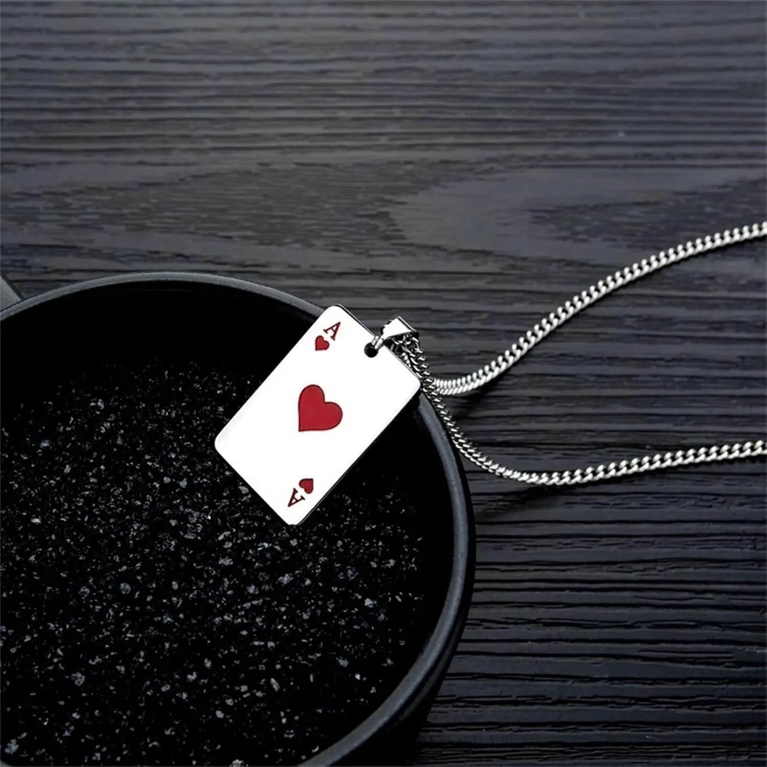 coadipress Punk Stainless Steel Playing Card Poker Tag Pendant Necklace for Women Men Lucky Rock Ace of Spade Heart Royal Flush Games Chain Necklace Hip Hop Unisex Jewelry Gift